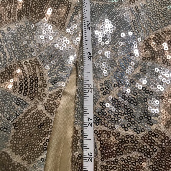 Formal Prom Dress Gown Sequin Gold and Sliver Cire - Picture 9 of 11